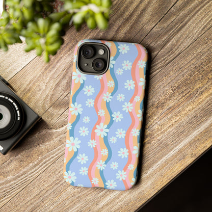 Blue Wavy Daisy Phone Case