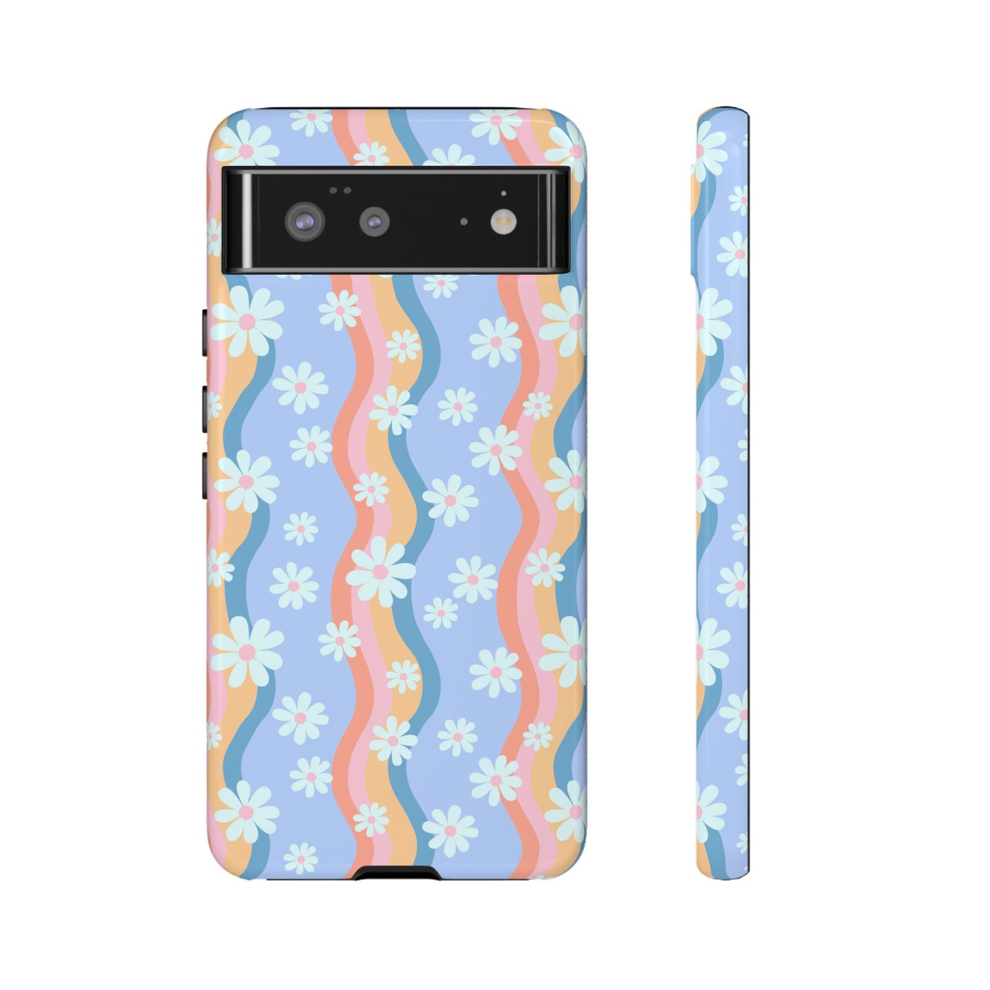 Blue Wavy Daisy Phone Case