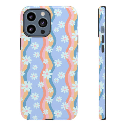 Blue Wavy Daisy Phone Case