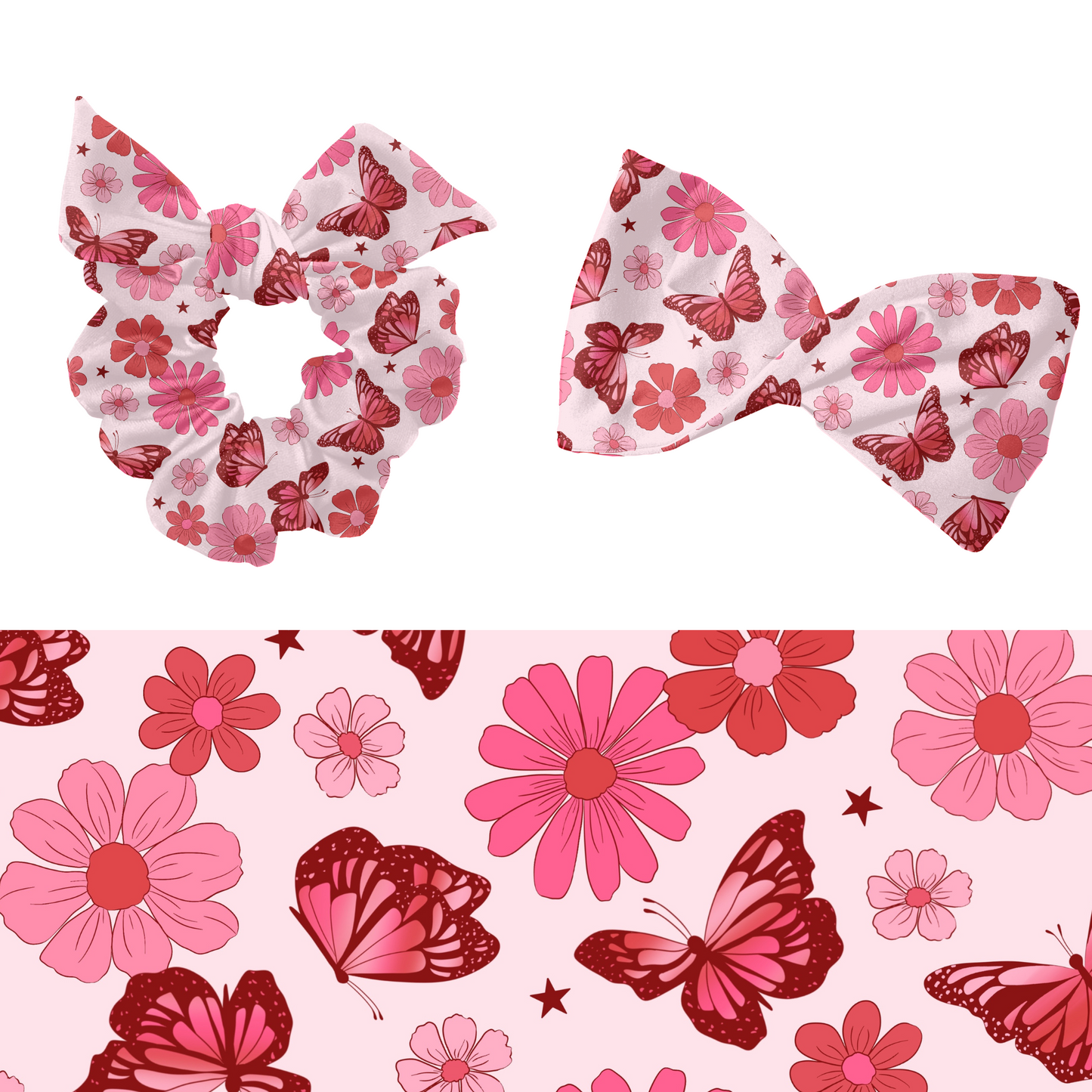 Girly butterfly floral seamless pattern