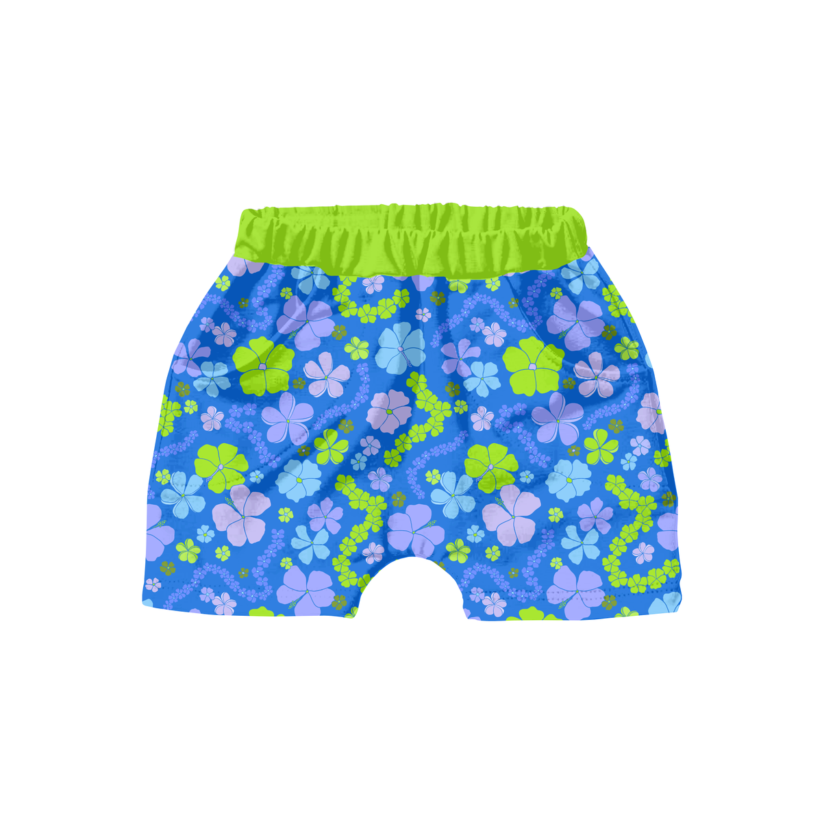 Bright Blue Hawaiian Floral