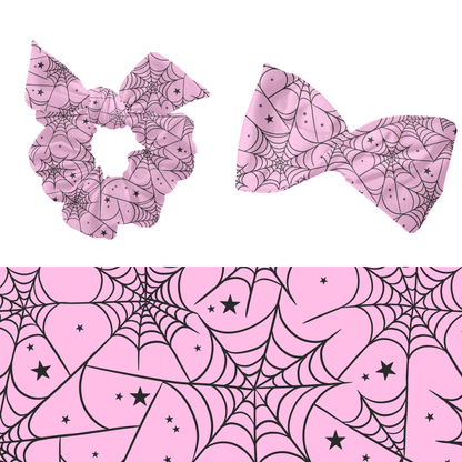 Pink Halloween spiderweb seamless Pattern