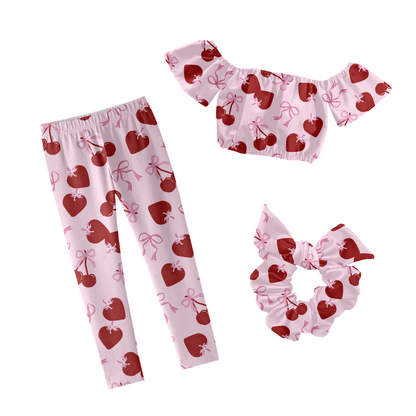 Valentine cherry strawberry seamless pattern