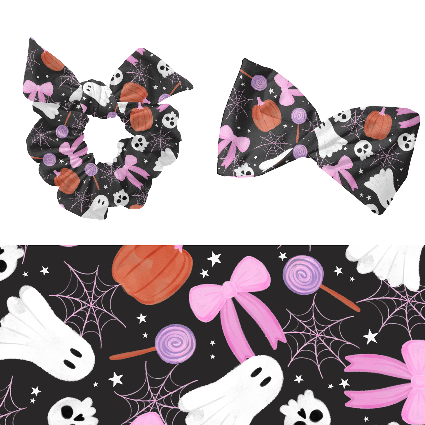 Watercolor Coquette Halloween Seamless Pattern