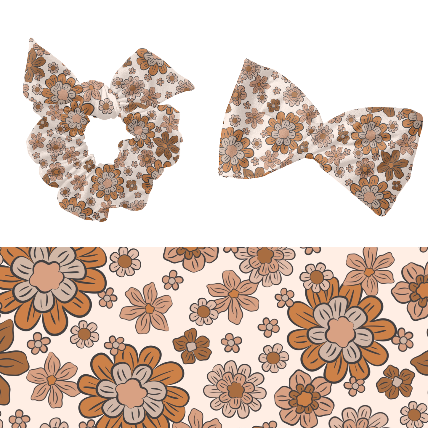 Boho neutral Fall floral seamless surface pattern