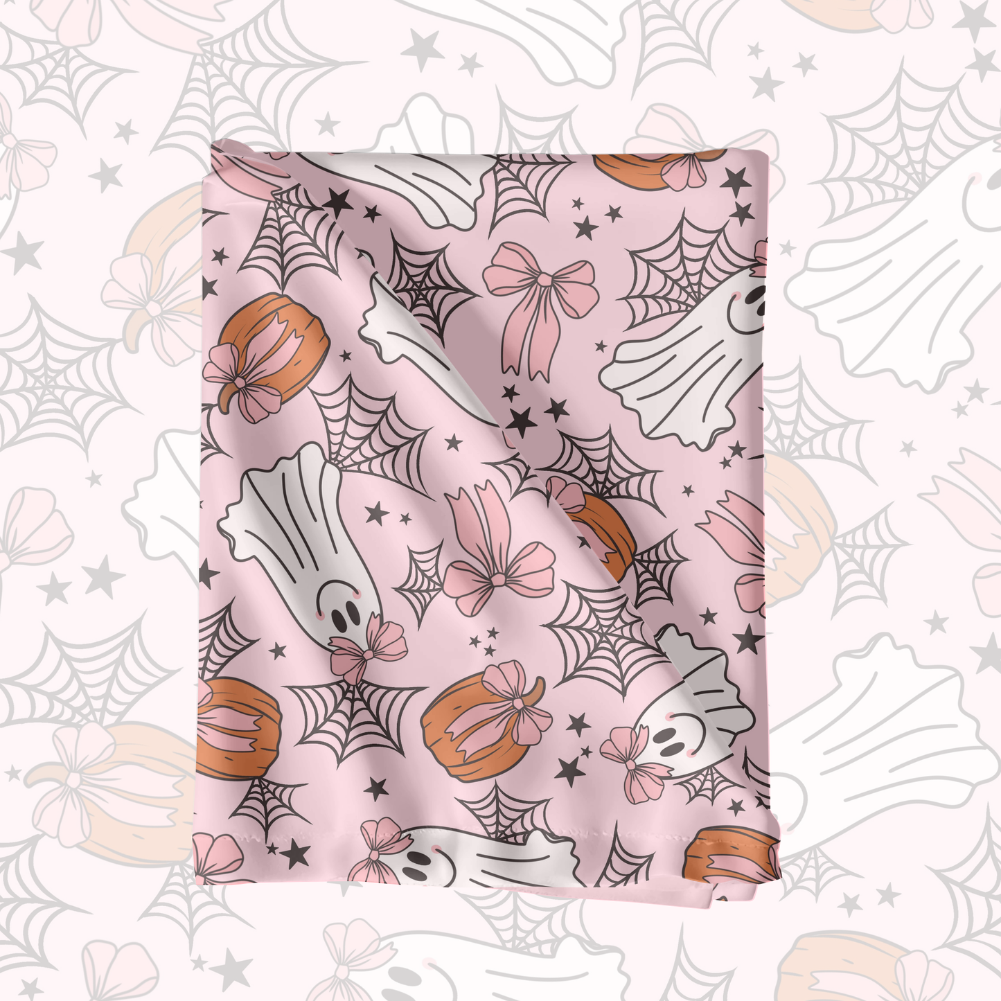 Spooky Coquette Ghost bow Seamless Pattern