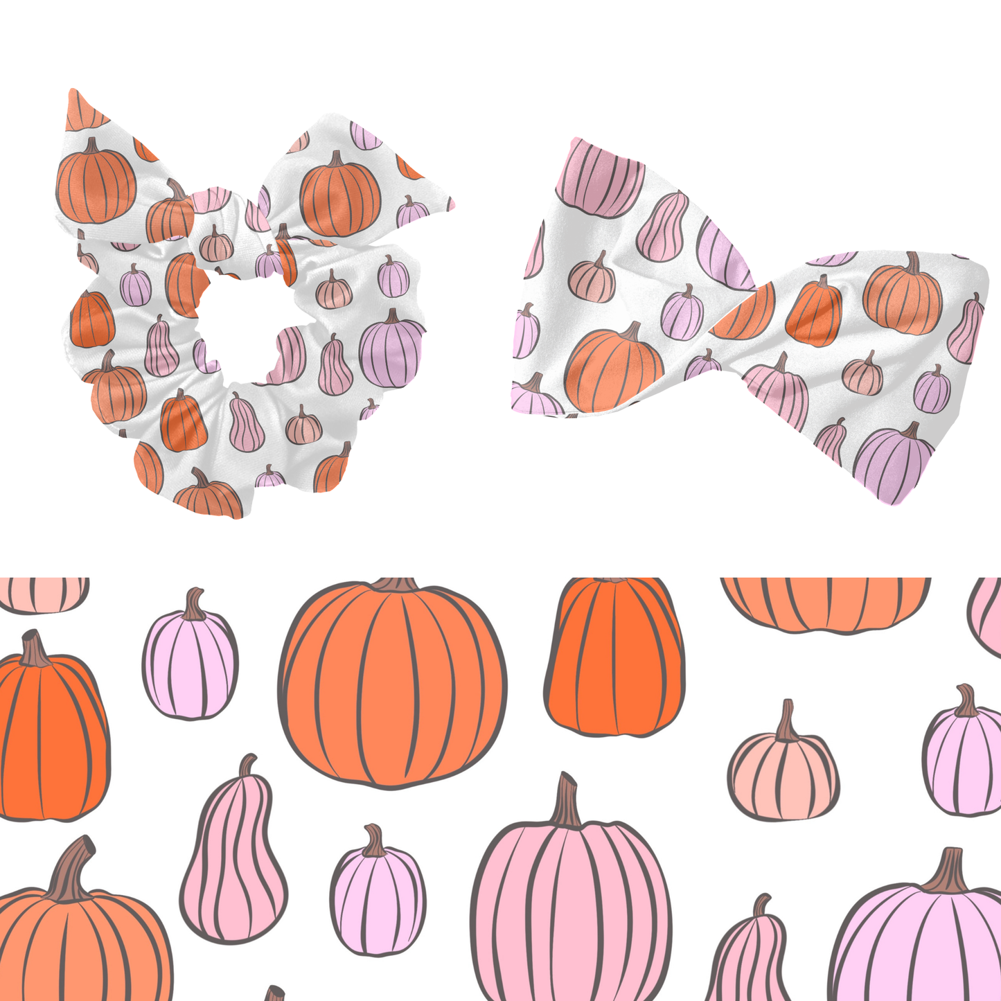 Boho girly Halloween pumpkin seamless pattern