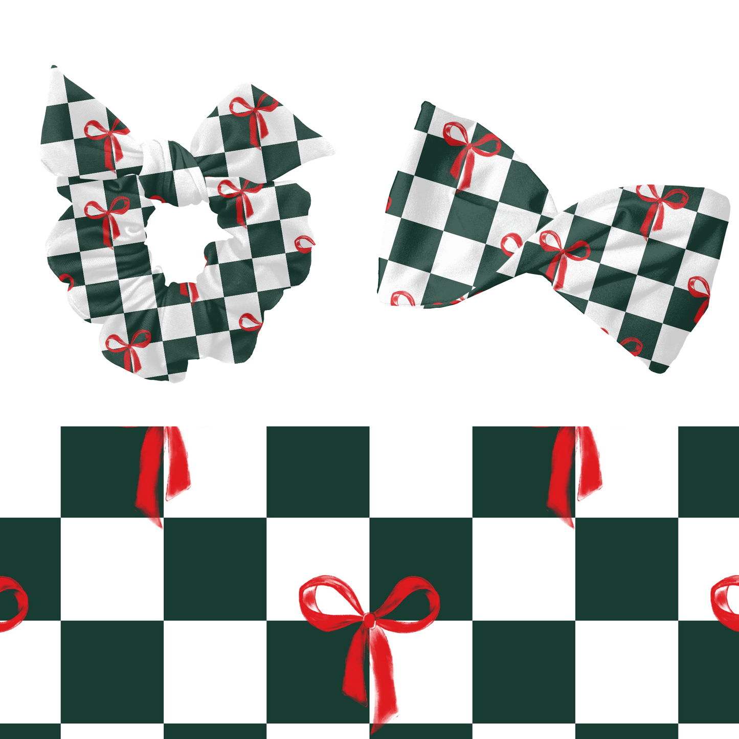 Christmas Checkered bows seamless pattern