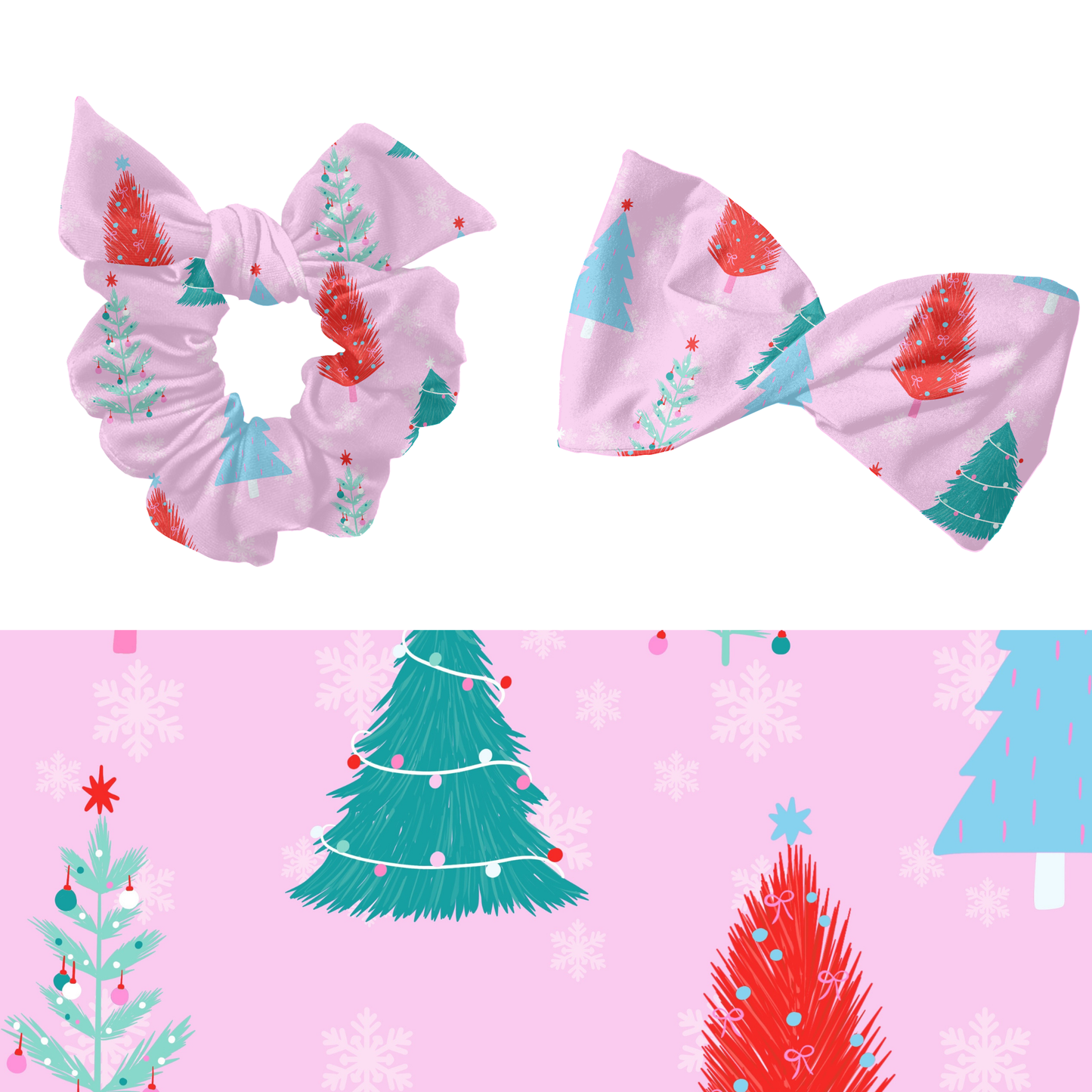 Bright winter Christmas trees pattern