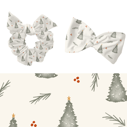 Winter Christmas watercolor trees seamless pattern