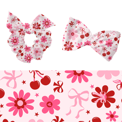 Valentine floral cherries seamless pattern