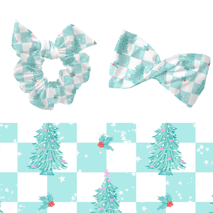 Bright Checkered Christmas Trees Seamless Pattern