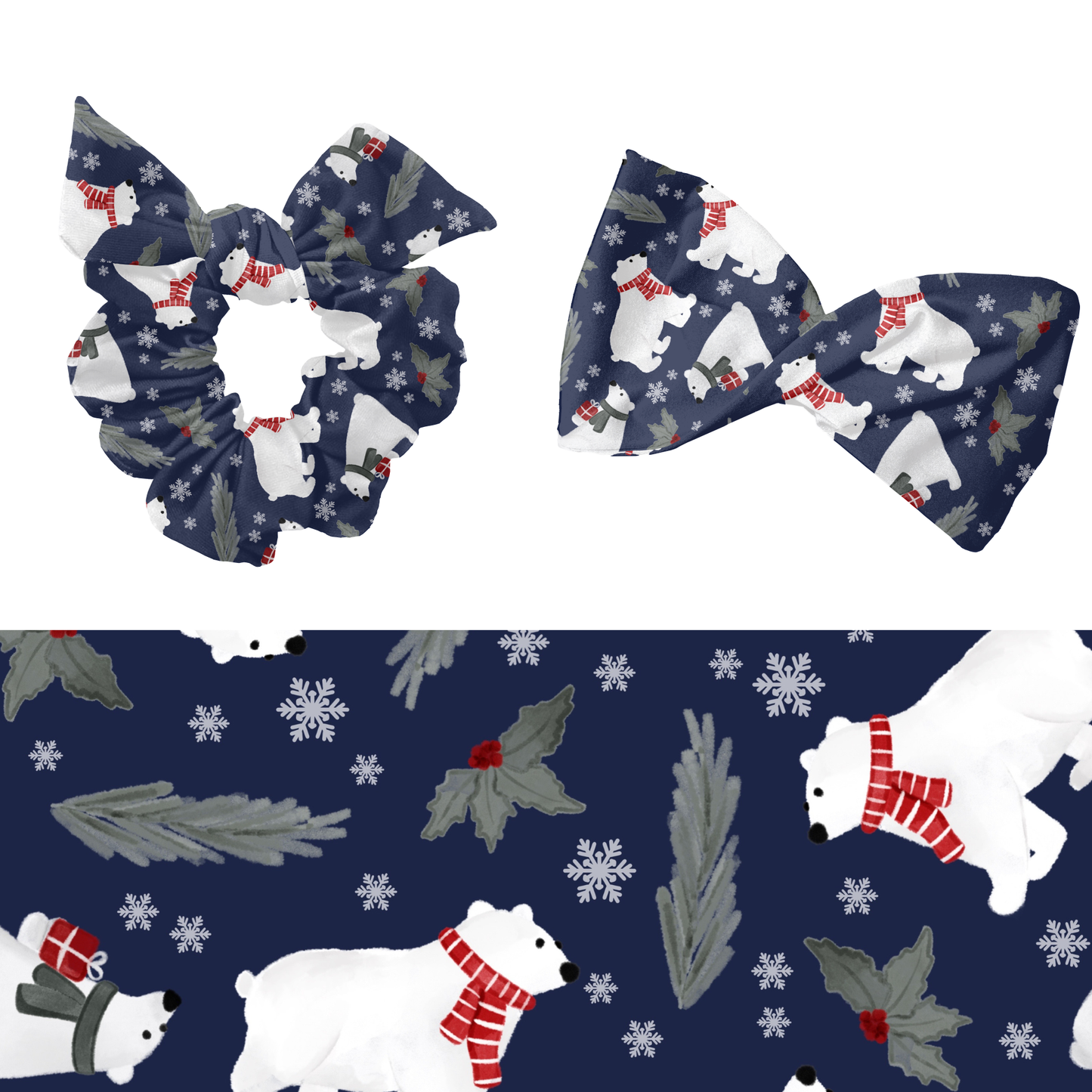 Winter polar bears seamless pattern