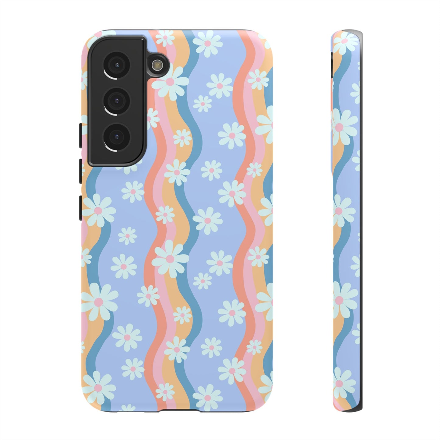 Blue Wavy Daisy Phone Case