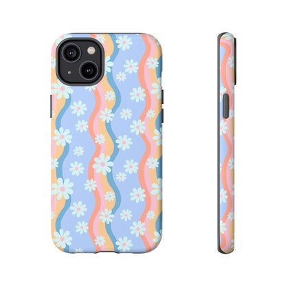 Blue Wavy Daisy Phone Case