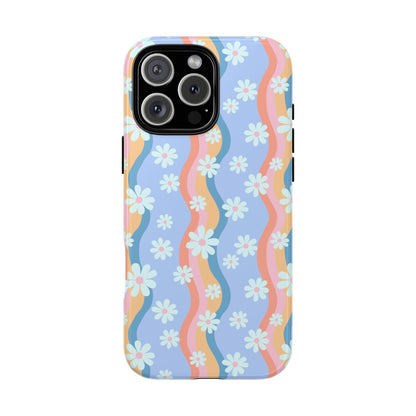 Blue Wavy Daisy Phone Case