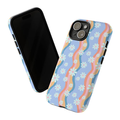 Blue Wavy Daisy Phone Case