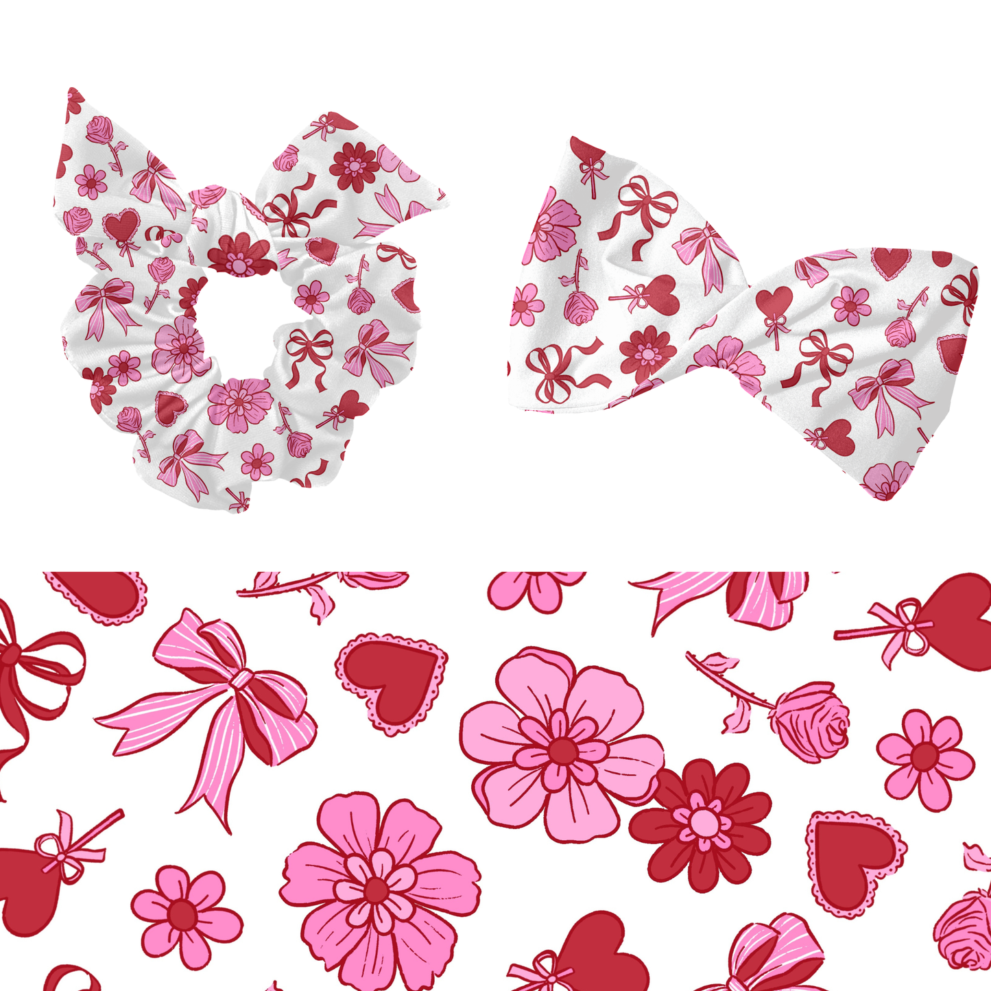 Valentine floral bow seamless pattern