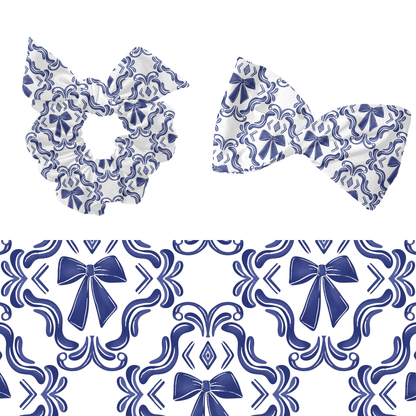 Blue coquette bows seamless pattern