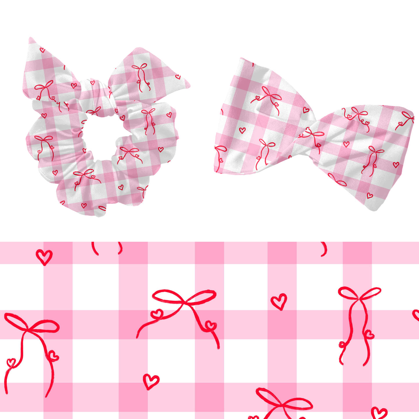 Valentine Gingham Heart Bows