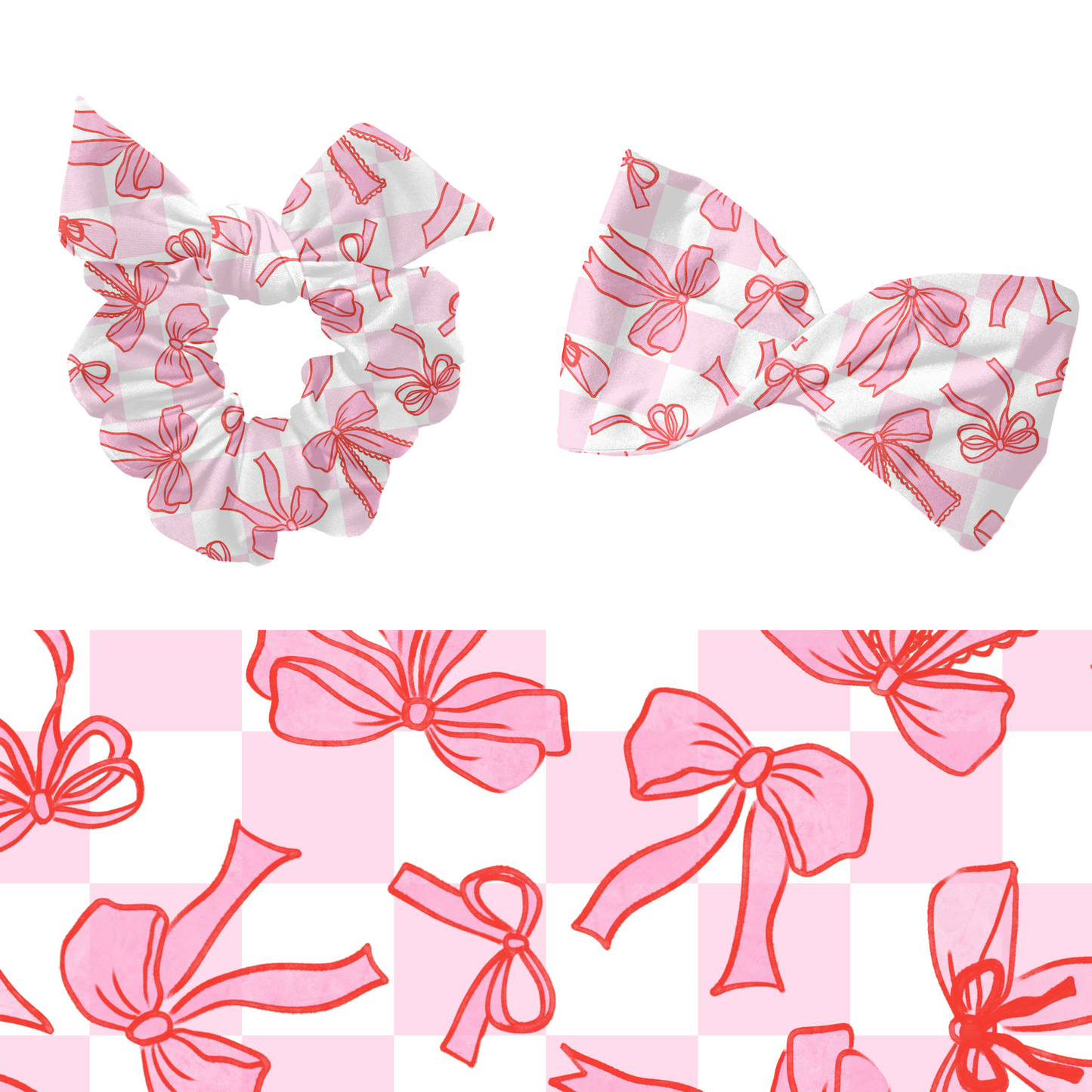 Checkered Valentine bow Seamless Pattern