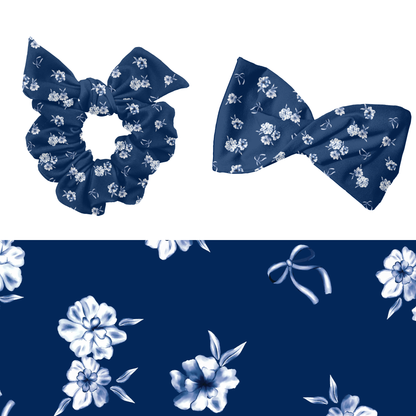 Navy blue watercolor floral Pattern