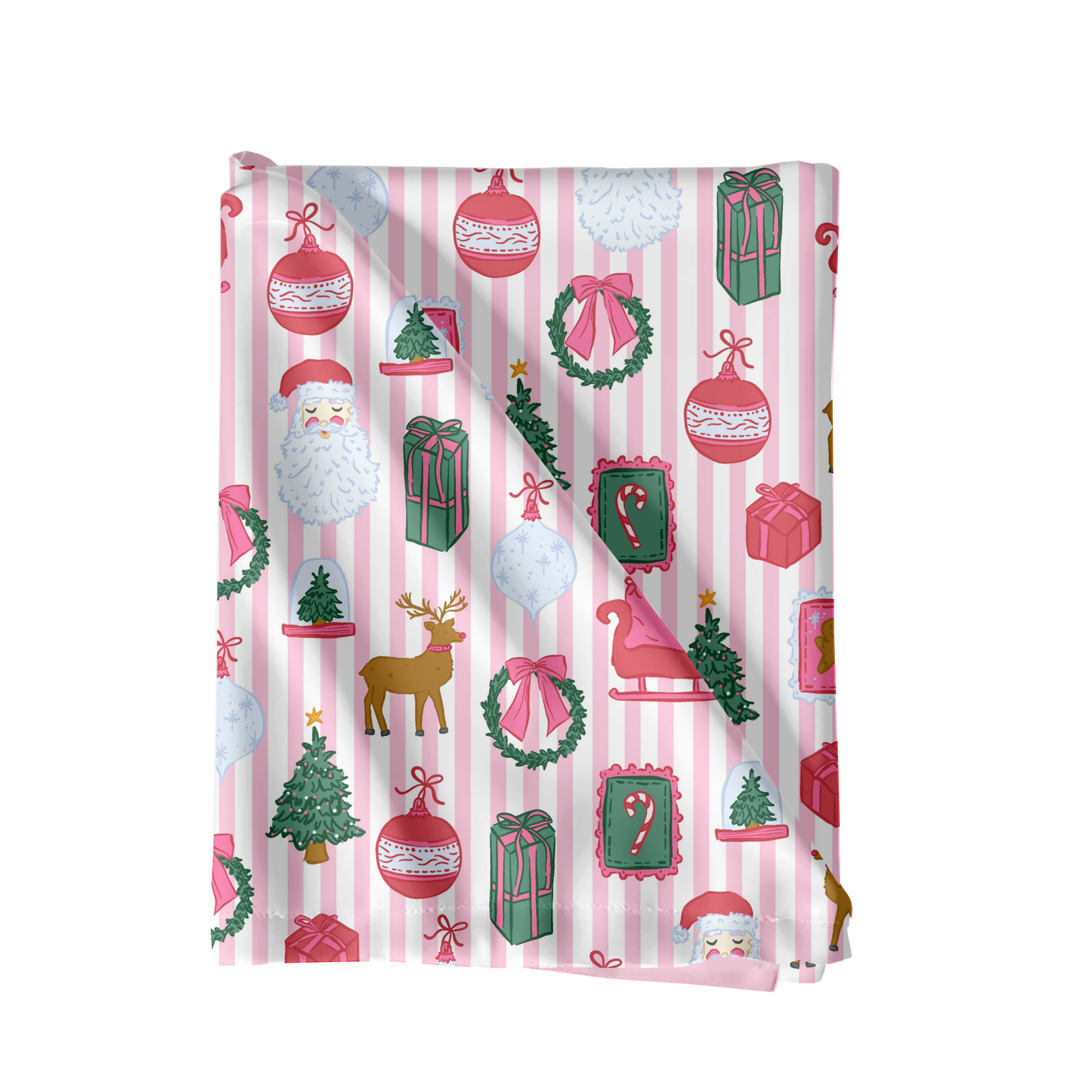 Preppy Christmas on Stripe Background