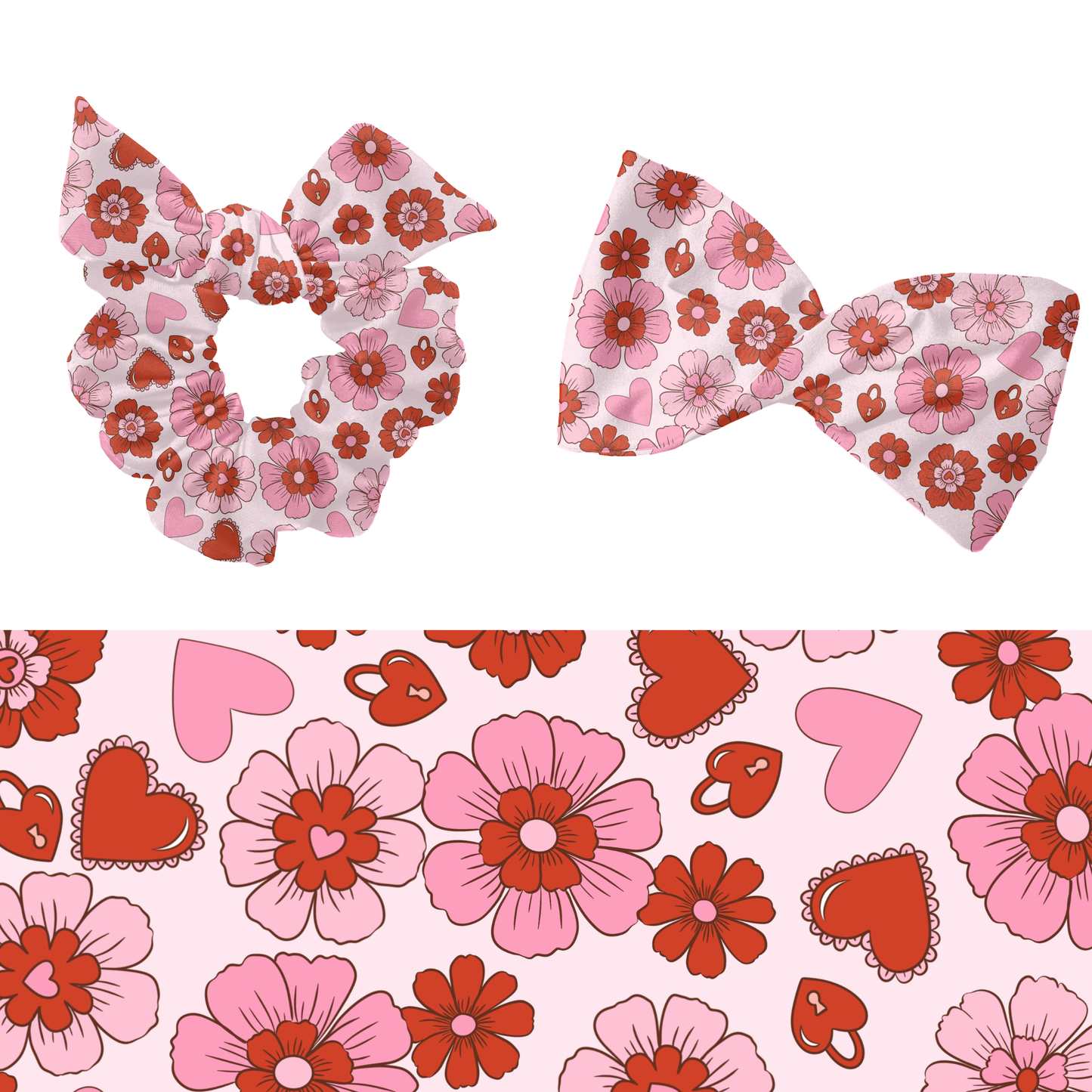 Valentine heart floral seamless pattern