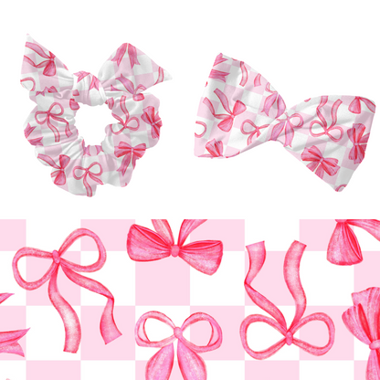 Checkered girly bows Seamless pattern