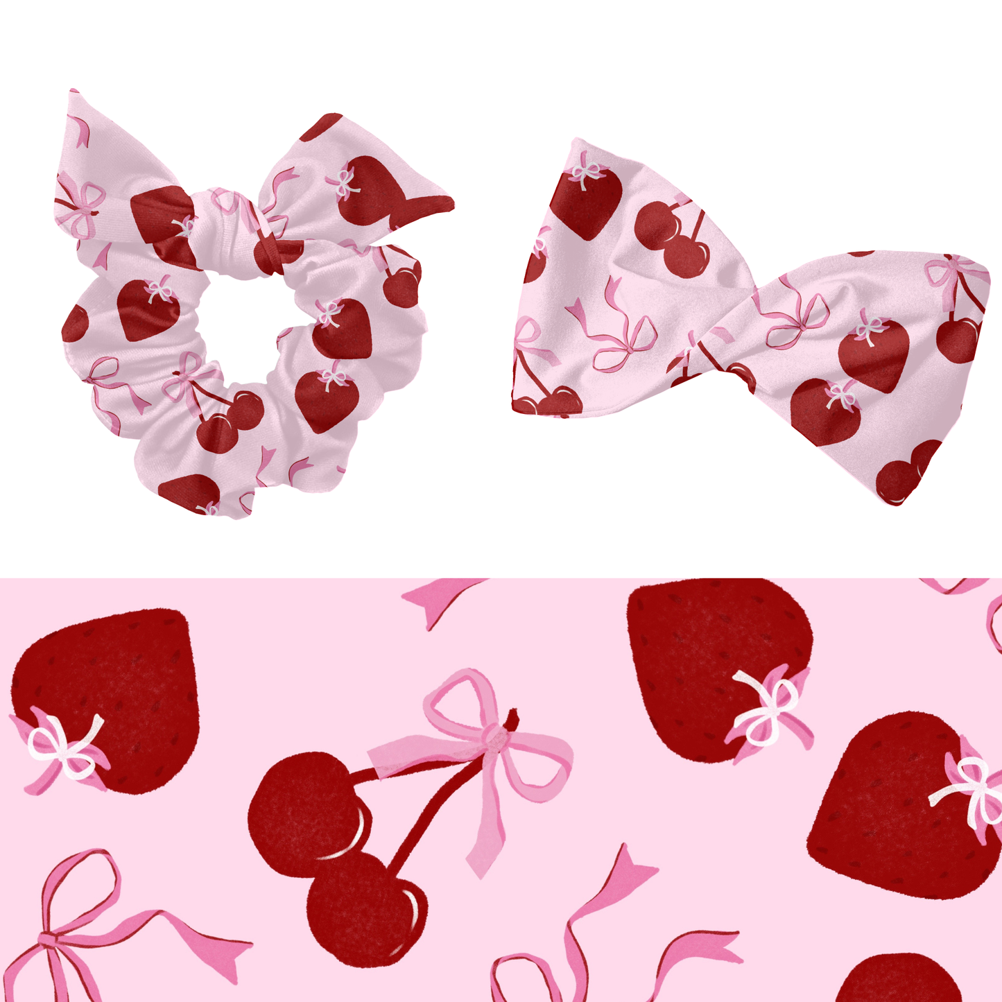 Valentine cherry strawberry seamless pattern