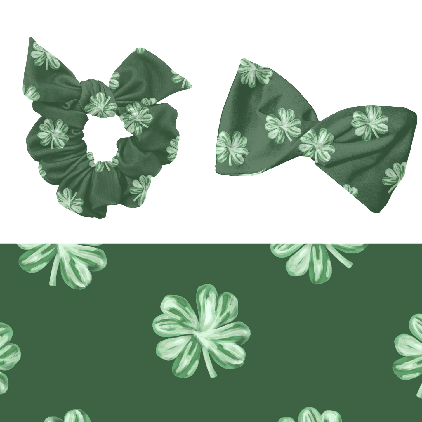 Watercolor green clovers Pattern