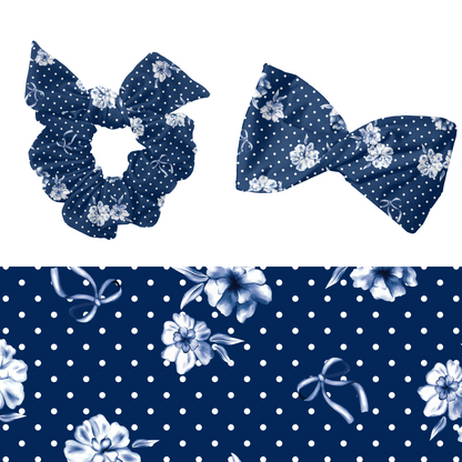 Polka dot blue Floral bows pattern