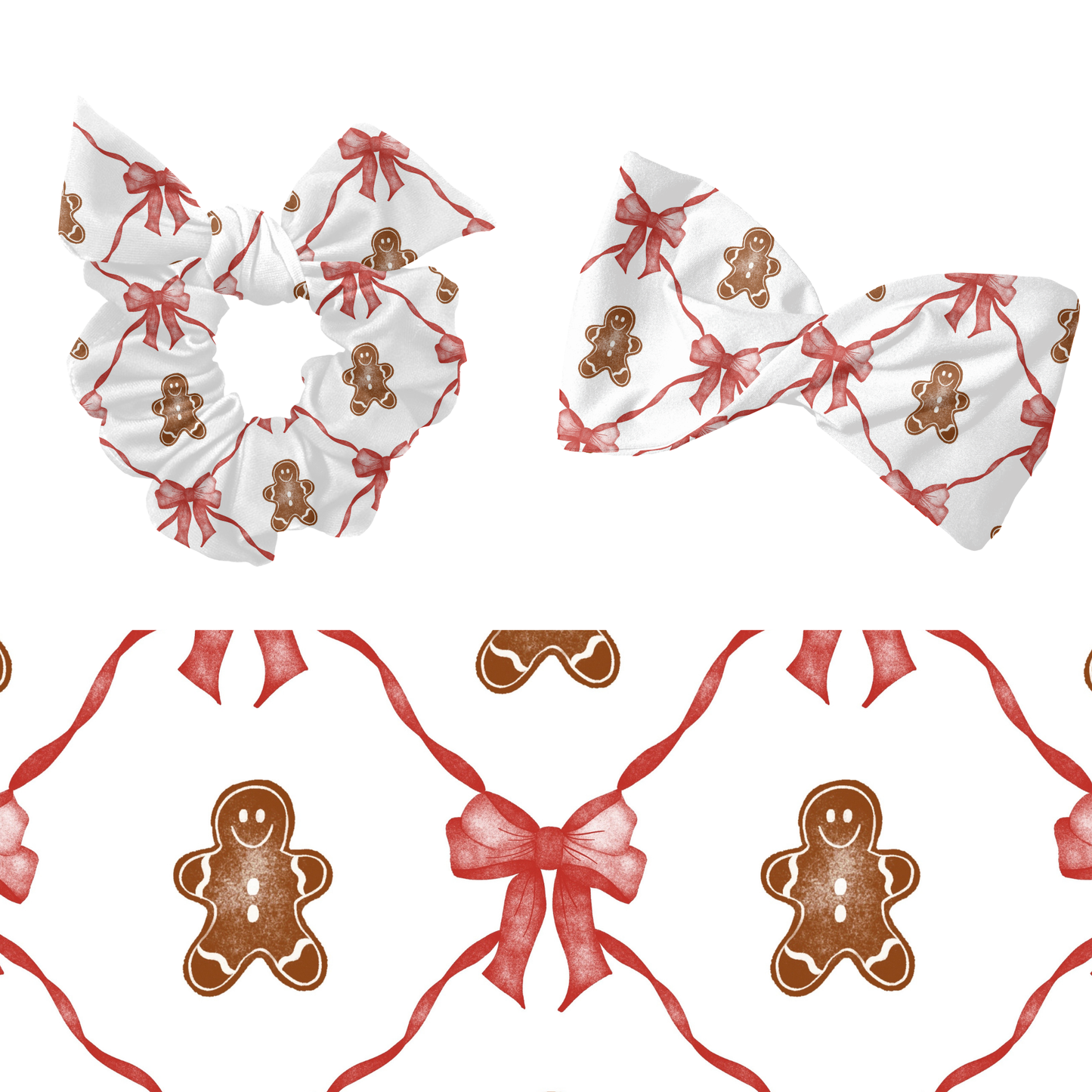 Christmas Gingerbread bow Seamless pattern