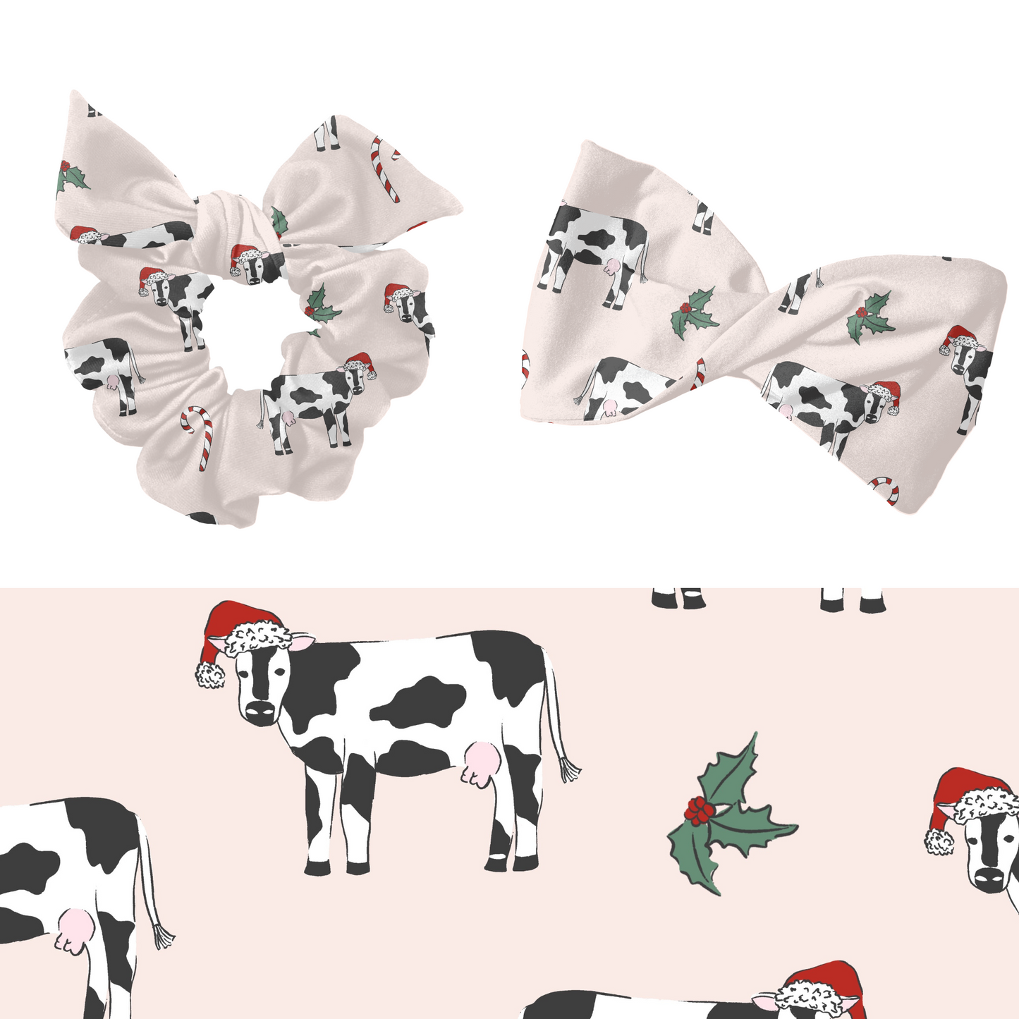 Christmas cows Seamless pattern