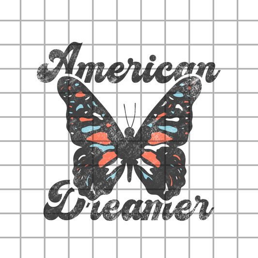 American Dreamer butterfly PNG design download for sublimation printing - 4th of July Butterfly PNG design