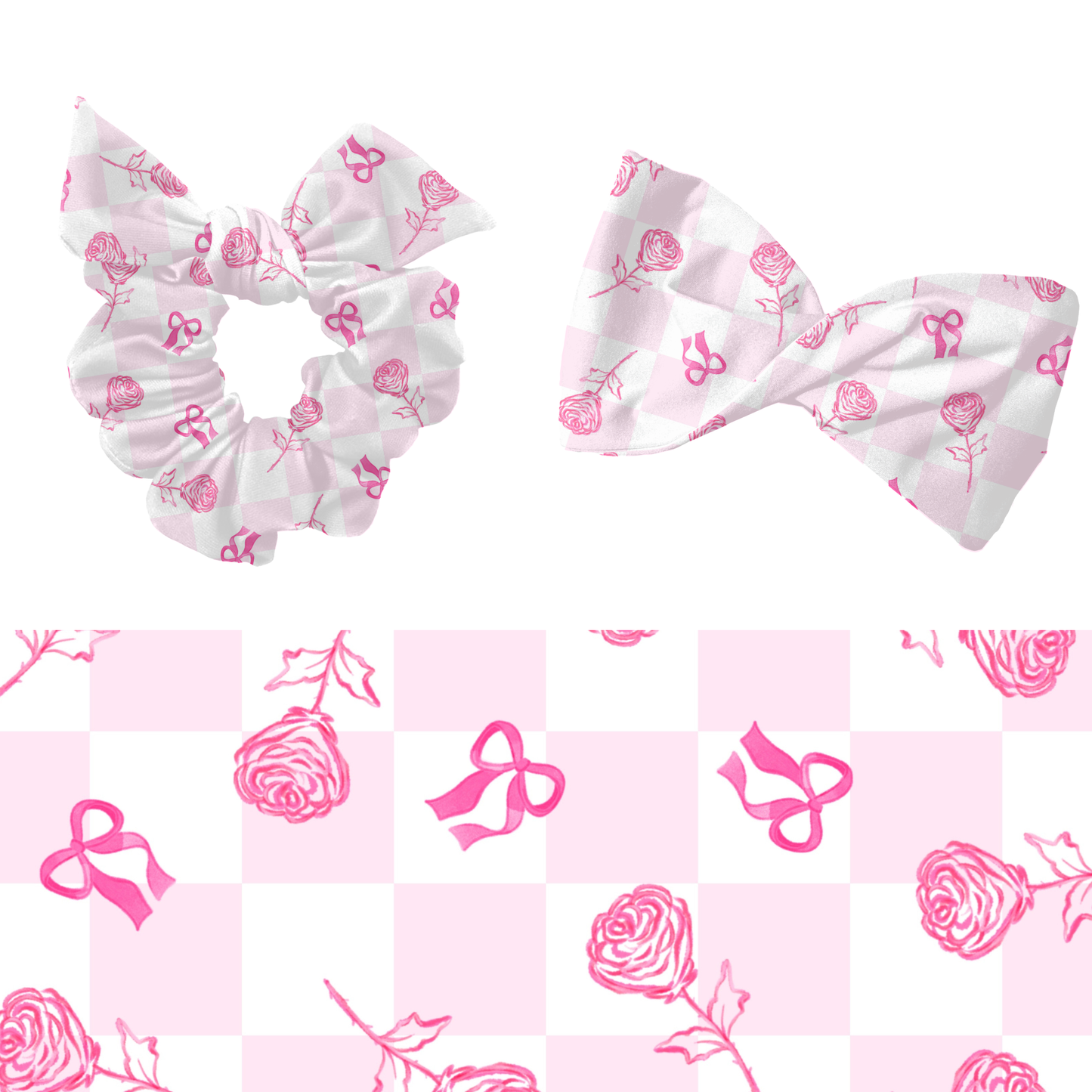 Checkered roses and bows Pattern