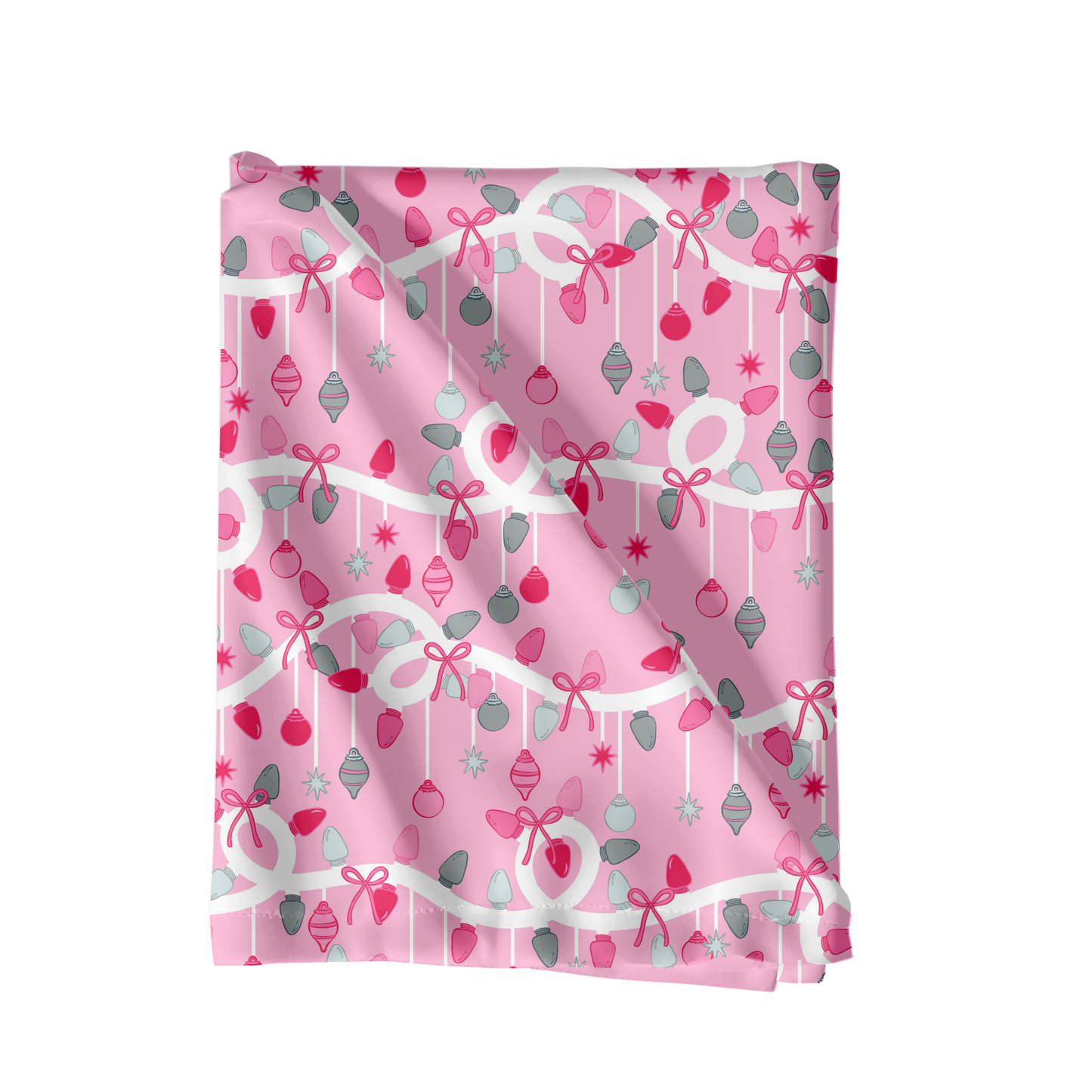 Pink Christmas lights and ornaments