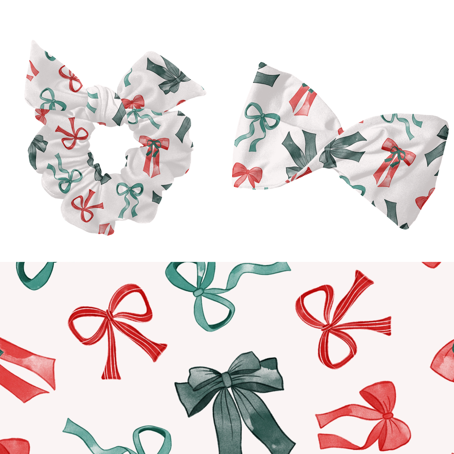 Watercolor Christmas bow Seamless pattern