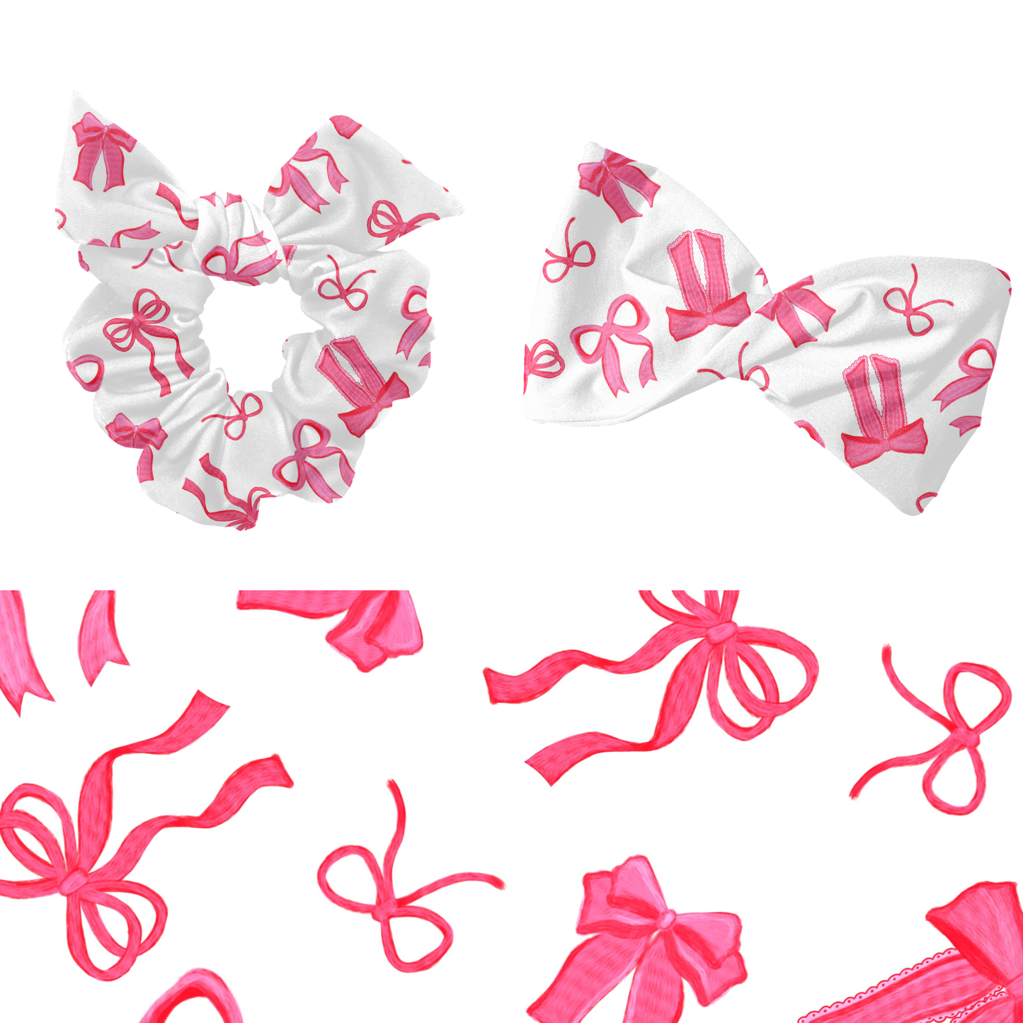 Pink watercolor bows Seamless pattern