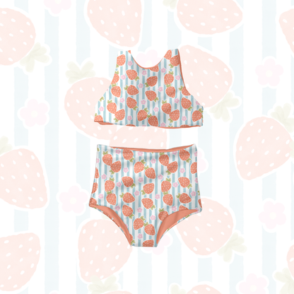 Watercolor Strawberry Stripe