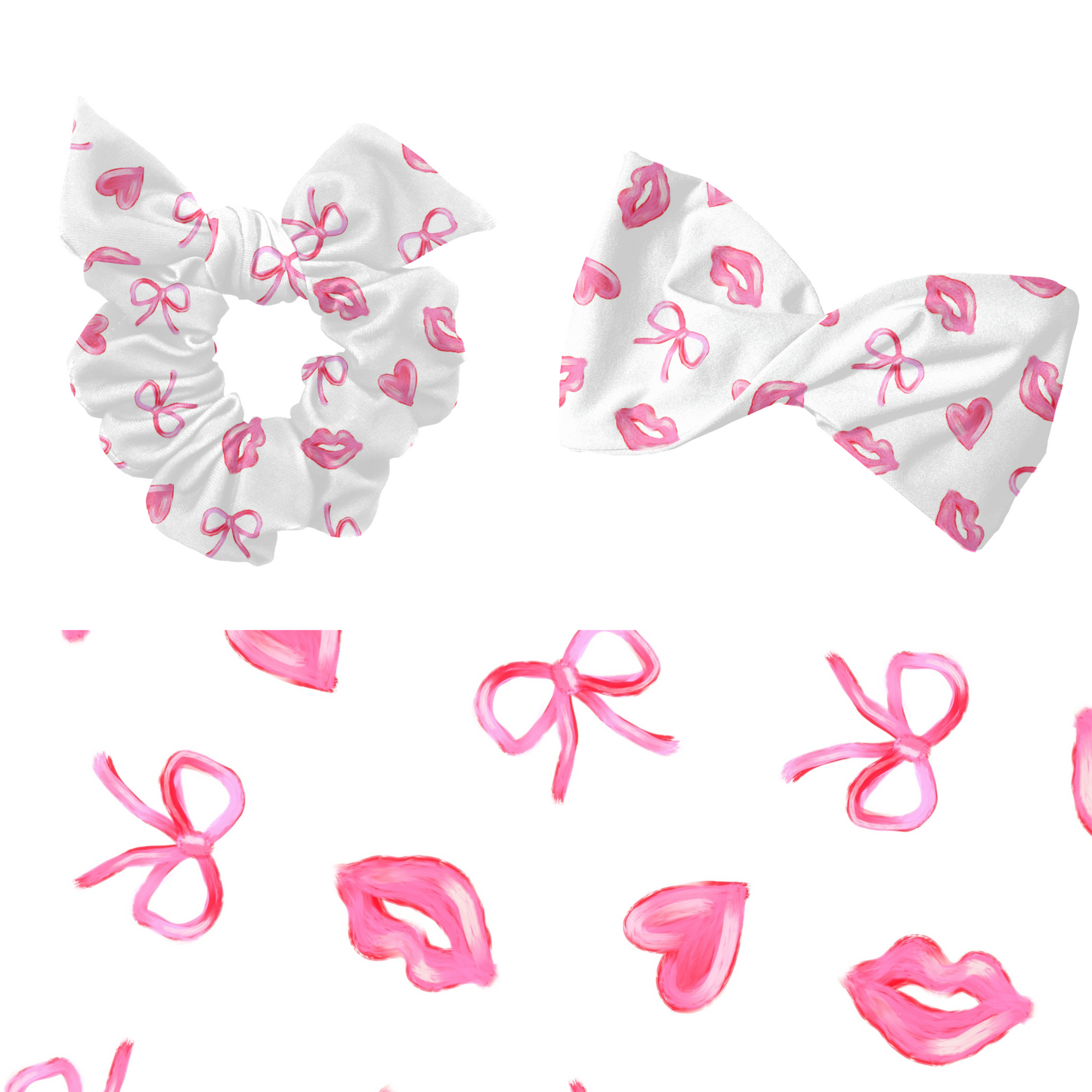 Coquette bows kisses and hearts pattern