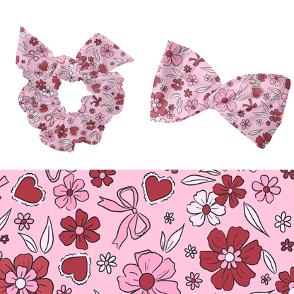 Valentine floral bow pattern