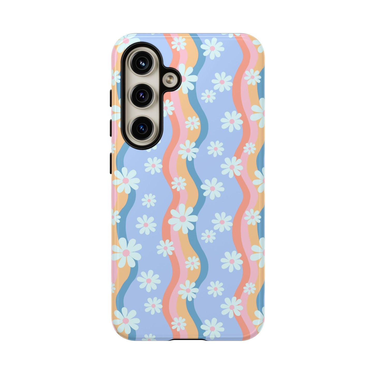 Blue Wavy Daisy Phone Case