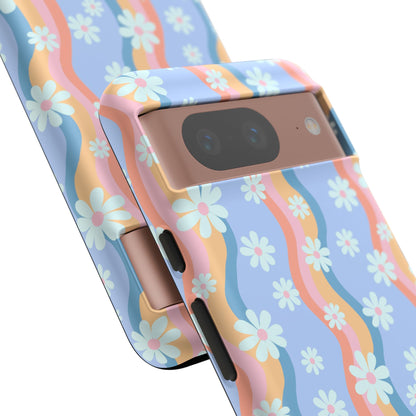 Blue Wavy Daisy Phone Case