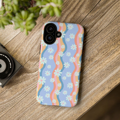 Blue Wavy Daisy Phone Case