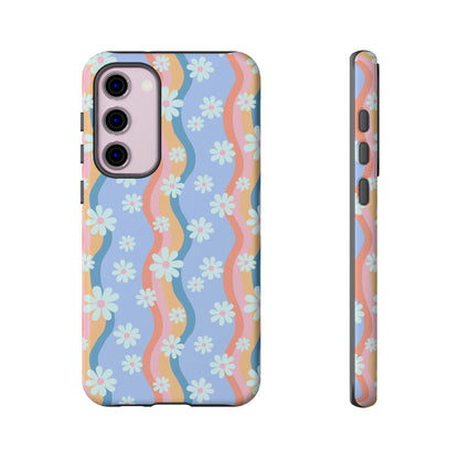 Blue Wavy Daisy Phone Case