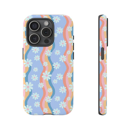 Blue Wavy Daisy Phone Case