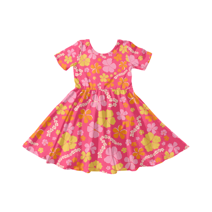 Bright Pink Hawaiian floral