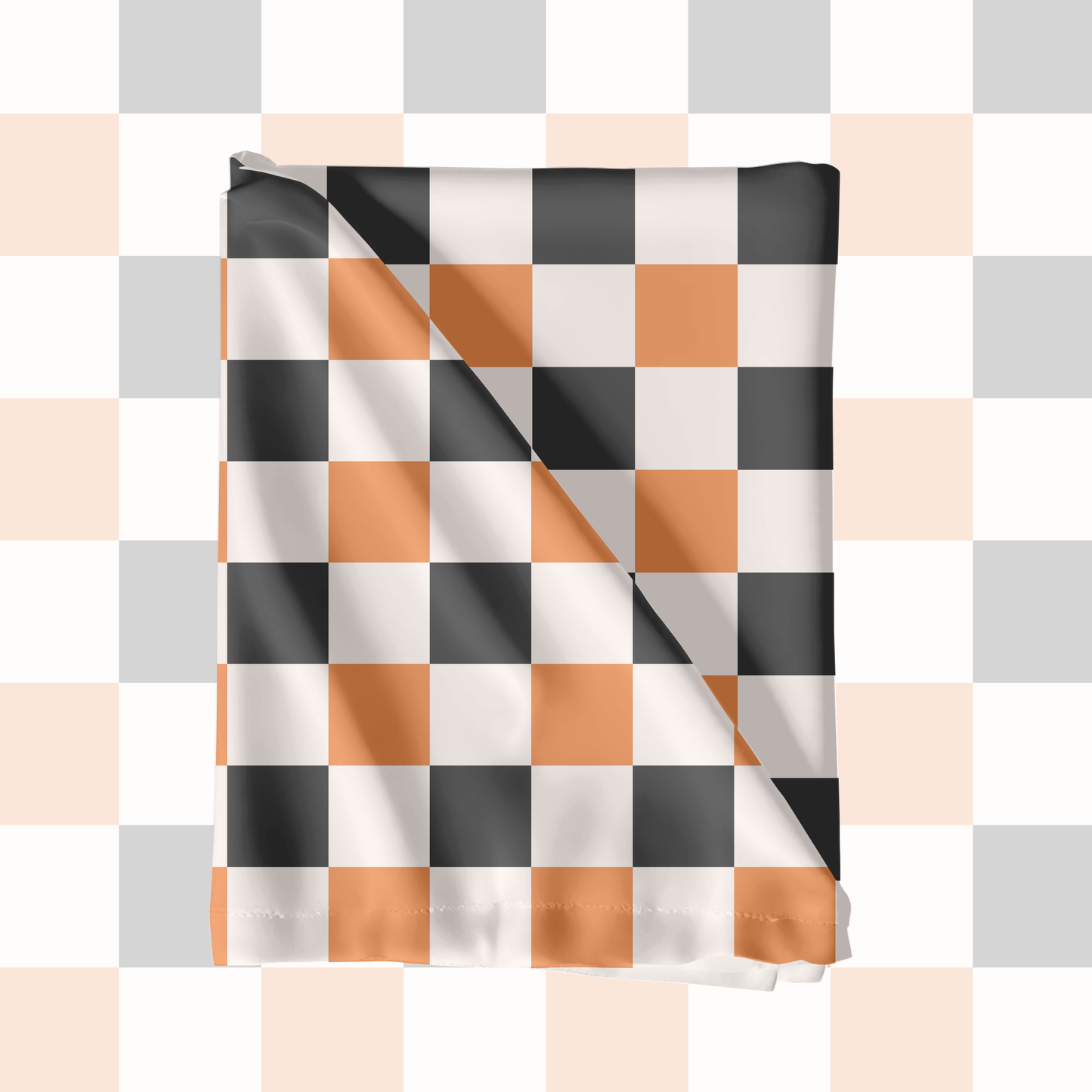 Black and Orange Checkered Seamless Pattern