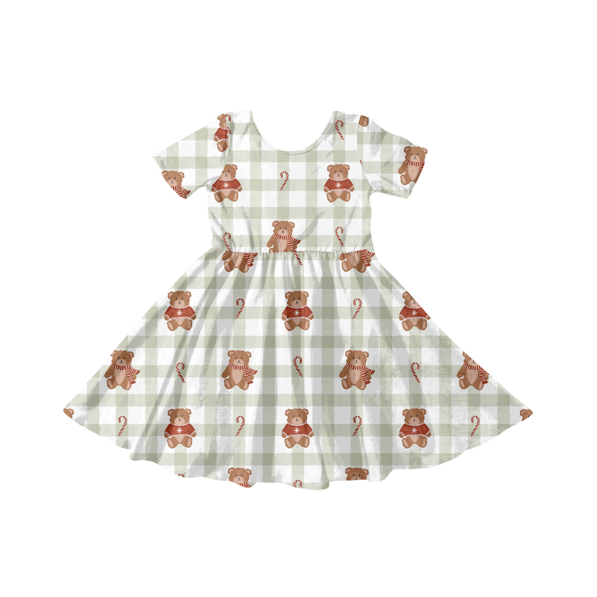 Watercolor Winter Gingham Bears